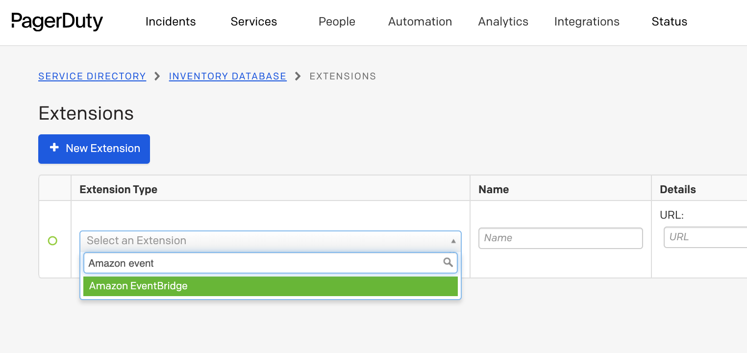 Choose EventBridge integration