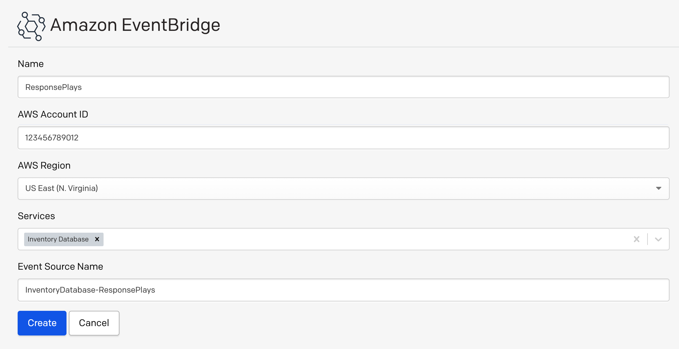 Fill in EventBridge integration fields