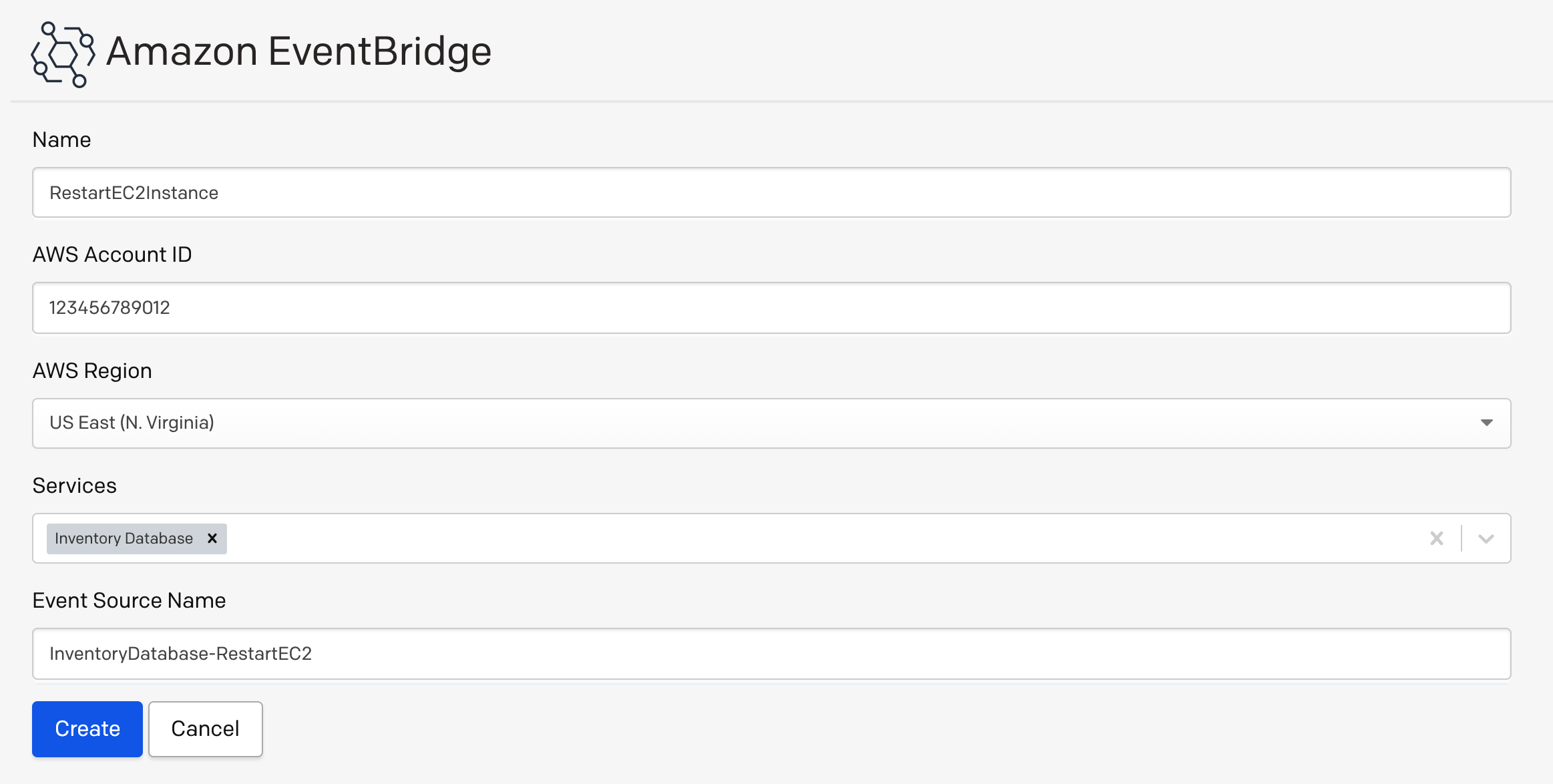 Fill in EventBridge integration fields