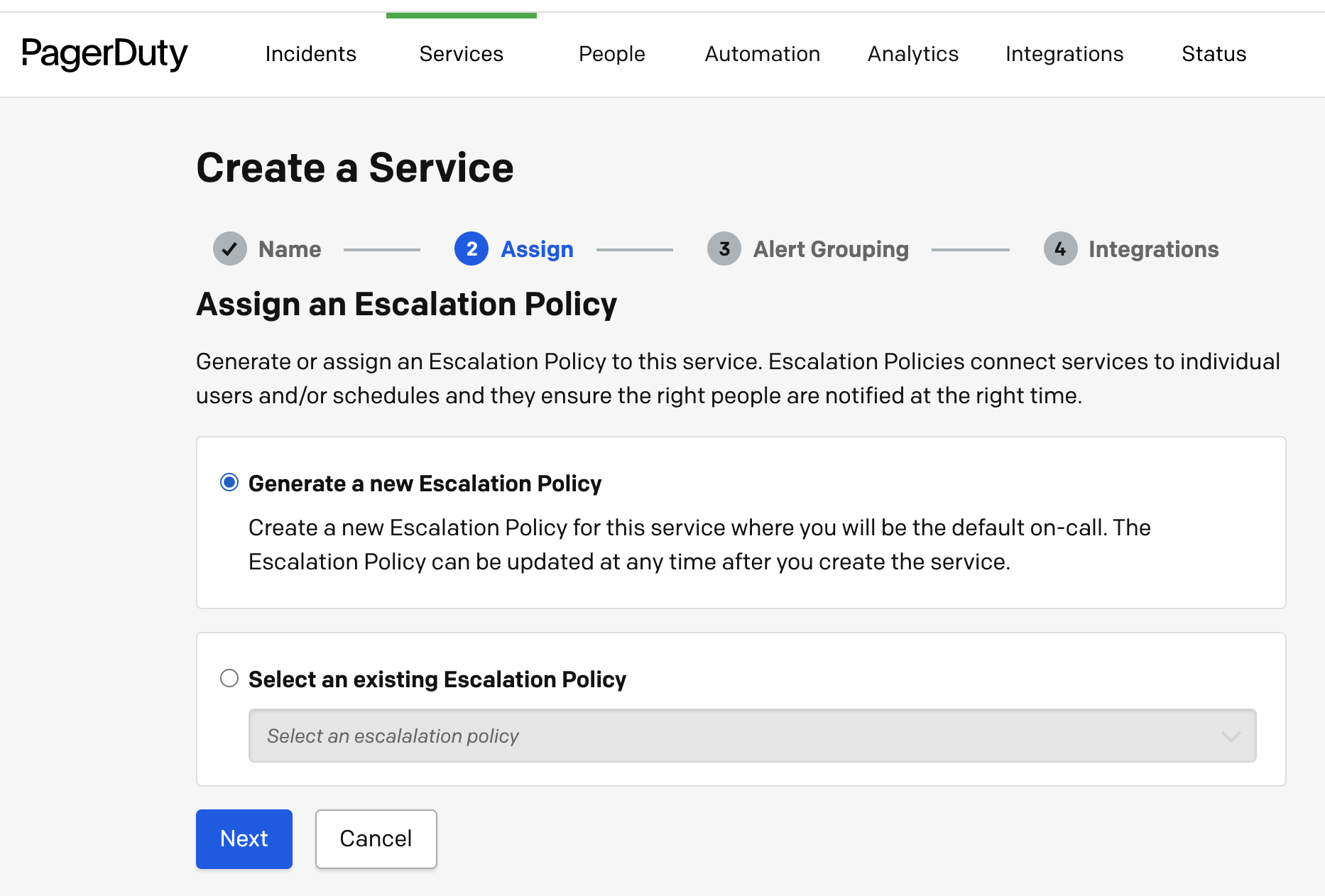 Choose an Escalation Policy